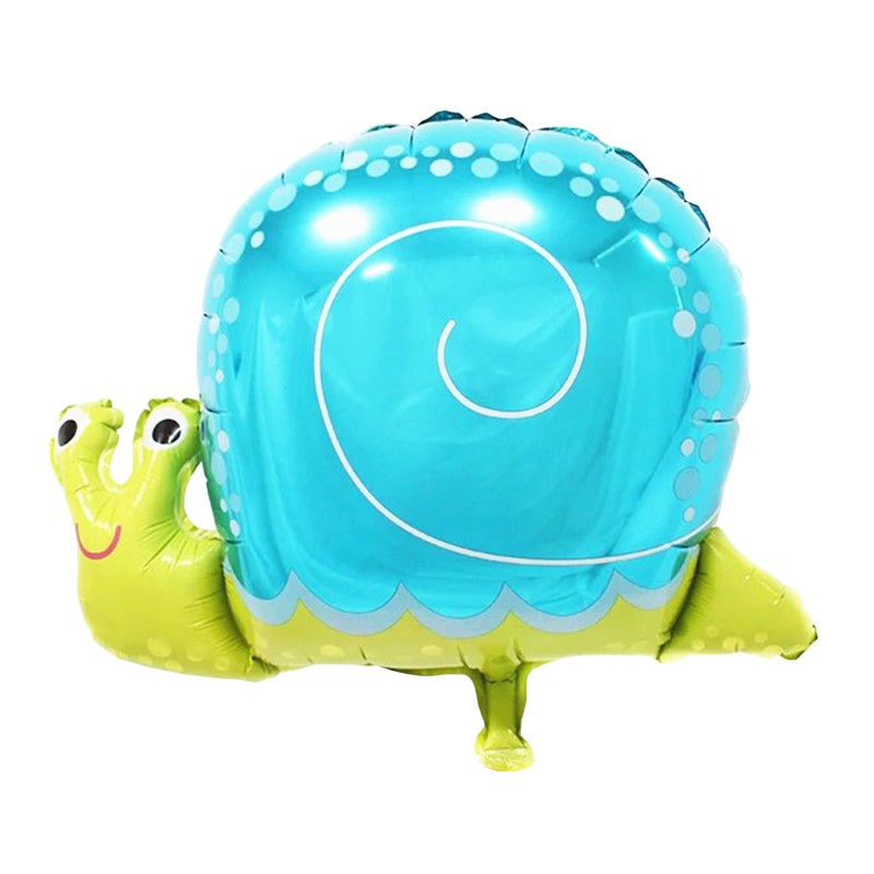 Balon din Folie Metalizata, Figurina Melc, Tema Animalute, Umflare Aer sau Heliu, include Pai, 30 cm, Albastru