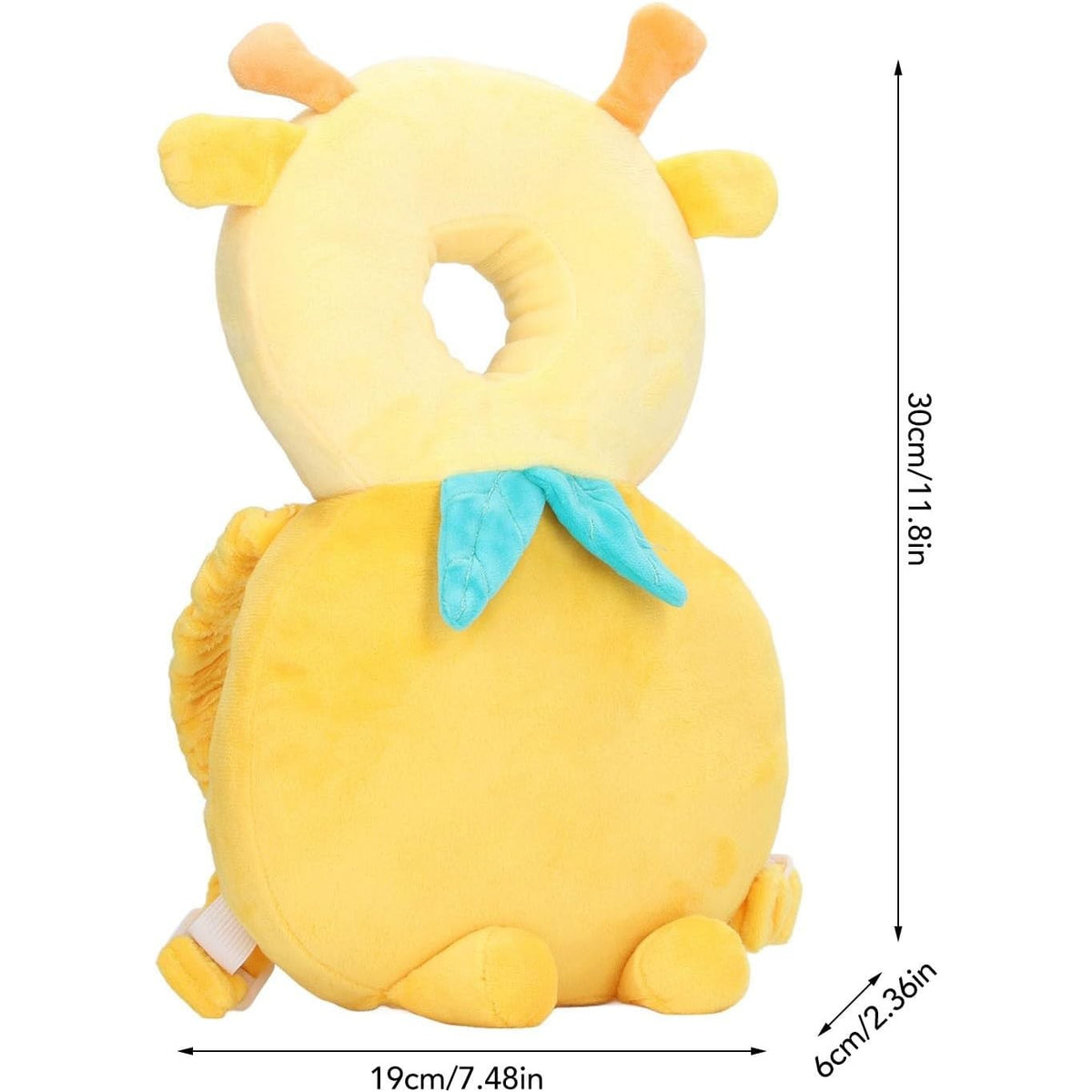 Pernă Protecție Cap Bebeluși Tip Rucsac, Tetieră Anti-Cădere cu Bretele Ajustabile, Pluș Moale și Bumbac PP, Model Girafă, 33x19x6 cm, Galben