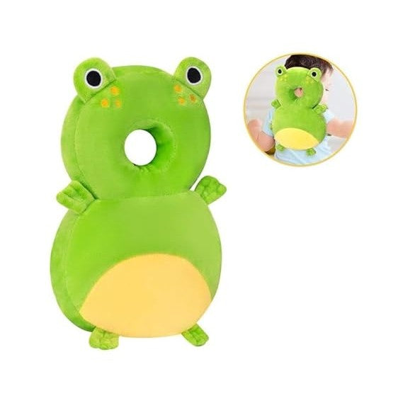 Perna Protectie Cap Bebelusi Tip Rucsac, Tetiera Antireflux pentru Mers si Joaca, Bretele Ajustabile, Plus Moale, Model Broscuta, Verde, 33x6x19 cm