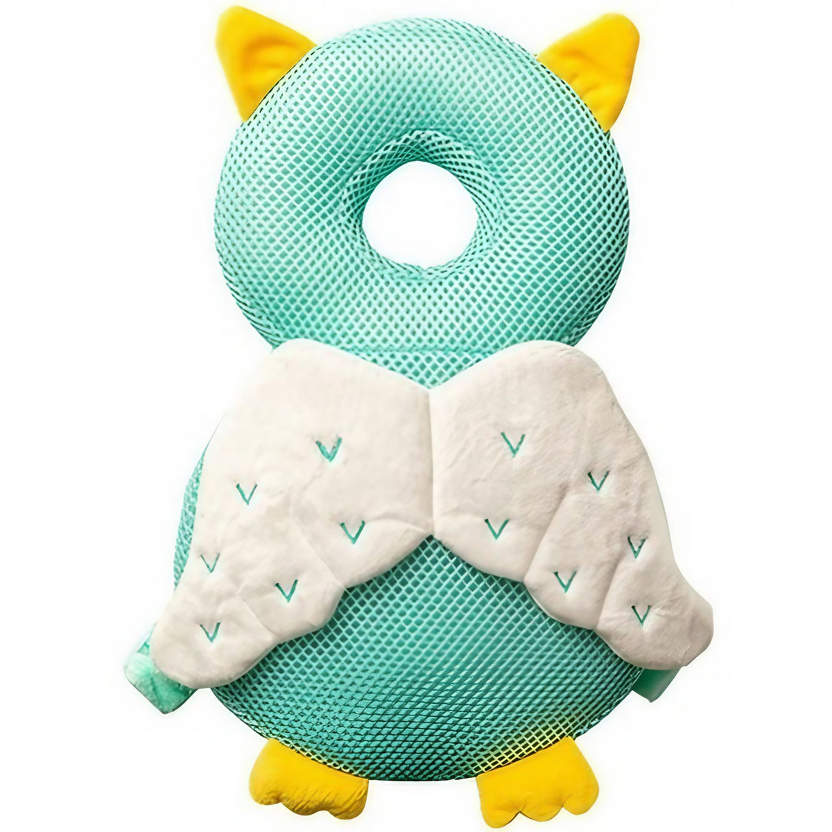 Perna Protectie Cap Bebelusi Tip Rucsac, Tetiera Antireflux din Plus Respirabil, Bretele Ajustabile, Design Bufnita, 33x19x6 cm, Albastru