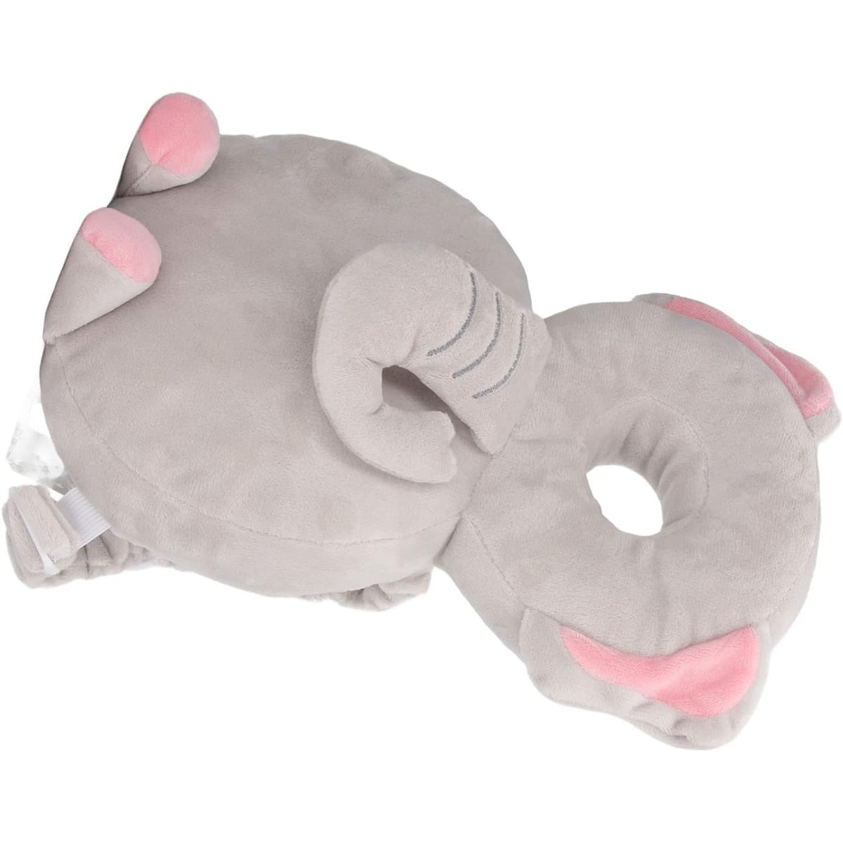 Perna Protectie Cap Bebelusi Tip Rucsac, Tetiera Antireflux din Plus cu Bretele Ajustabile, Design Elefant, Bumbac PP, 33x6x19 cm, Gri