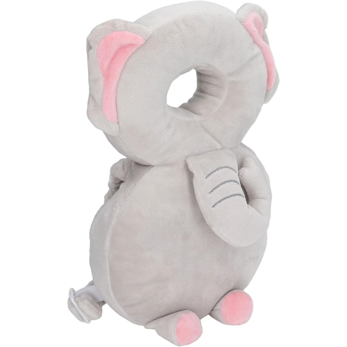 Perna Protectie Cap Bebelusi Tip Rucsac, Tetiera Antireflux din Plus cu Bretele Ajustabile, Design Elefant, Bumbac PP, 33x6x19 cm, Gri