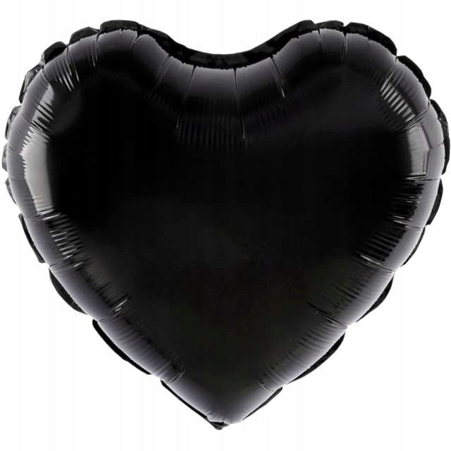 Balon din Folie Metalizata, Figurina Inima pentru Petrecere, Model Clasic cu Pai Inclus, Compatibil Aer sau Heliu, Negru, 40 cm