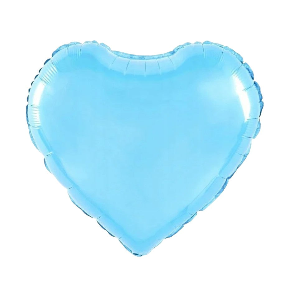 Balon din Folie Metalizata, Figurina Inimioara, Umflare Aer sau Heliu, Model Clasic, Include Pai Umflare, 40 cm, Bleu
