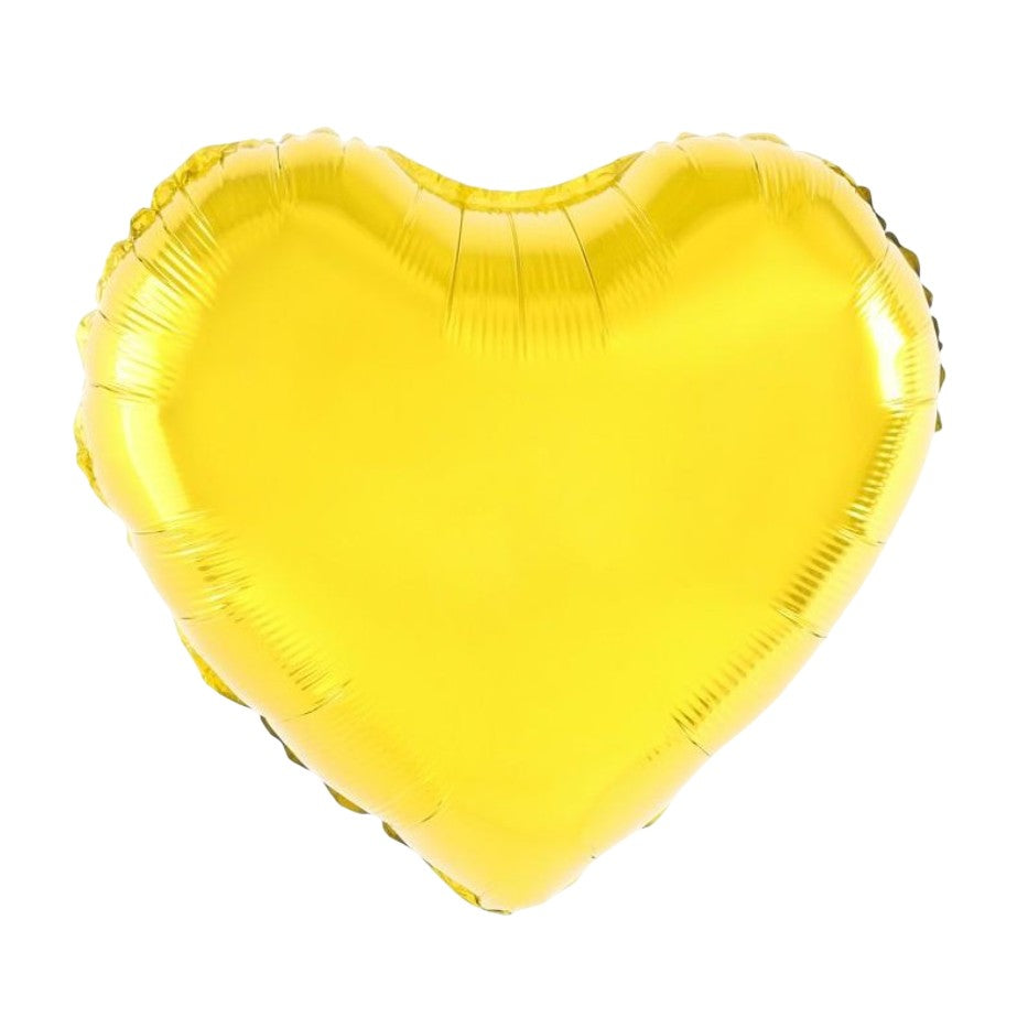 Balon din Folie Metalizata Inima, Figurina Tematica Iubire, Compatibil Aer sau Heliu, Include Pai Umflare, 40 cm, Auriu