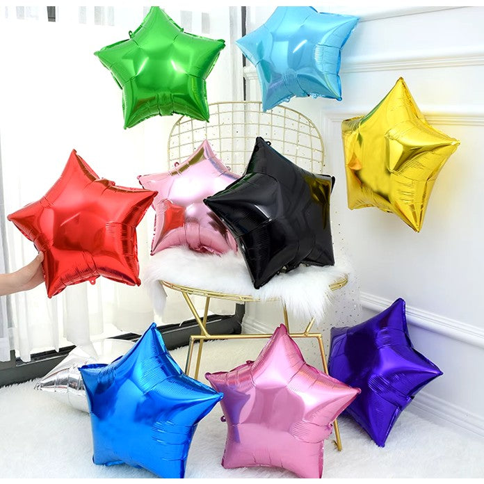 Balon din Folie Metalizata, Figurina Stea, Tematica Aniversare, Umflare Aer sau Heliu, Include Pai, 40 cm, Albastru