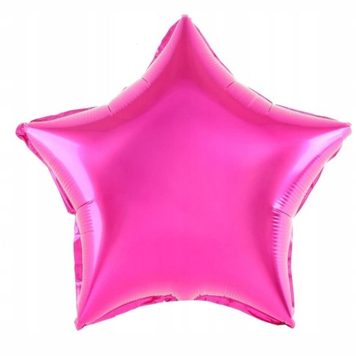 Balon din Folie Metalizata, Figurina Stea pentru Aniversare, Model Clasic, Umflare cu Aer sau Heliu, include Pai, 40 cm, Roz