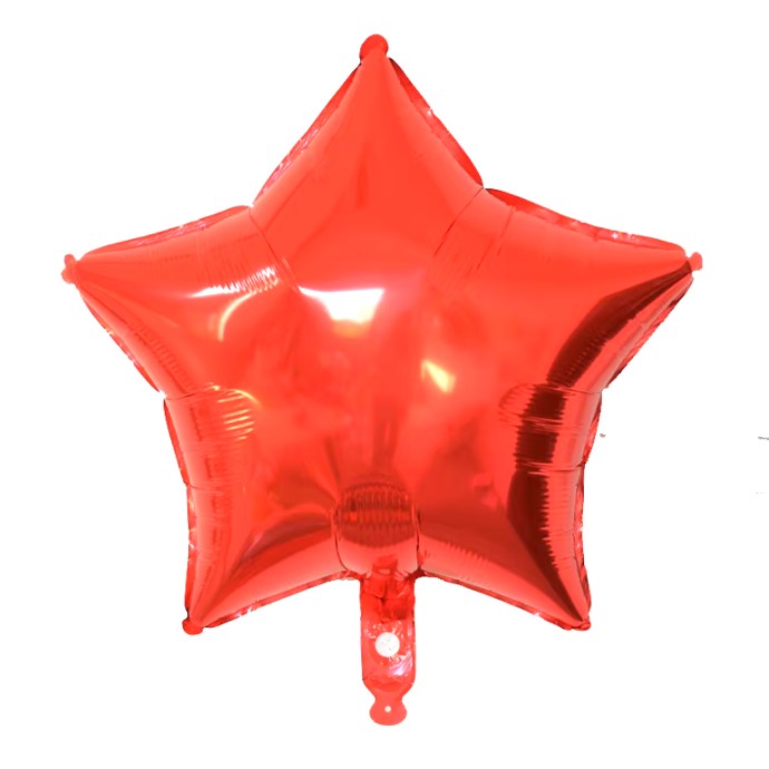 Balon din Folie Metalizata, Figurina Stea, Model Clasic pentru Aniversare si Evenimente, Umflare cu Aer sau Heliu, 40 cm, Rosu