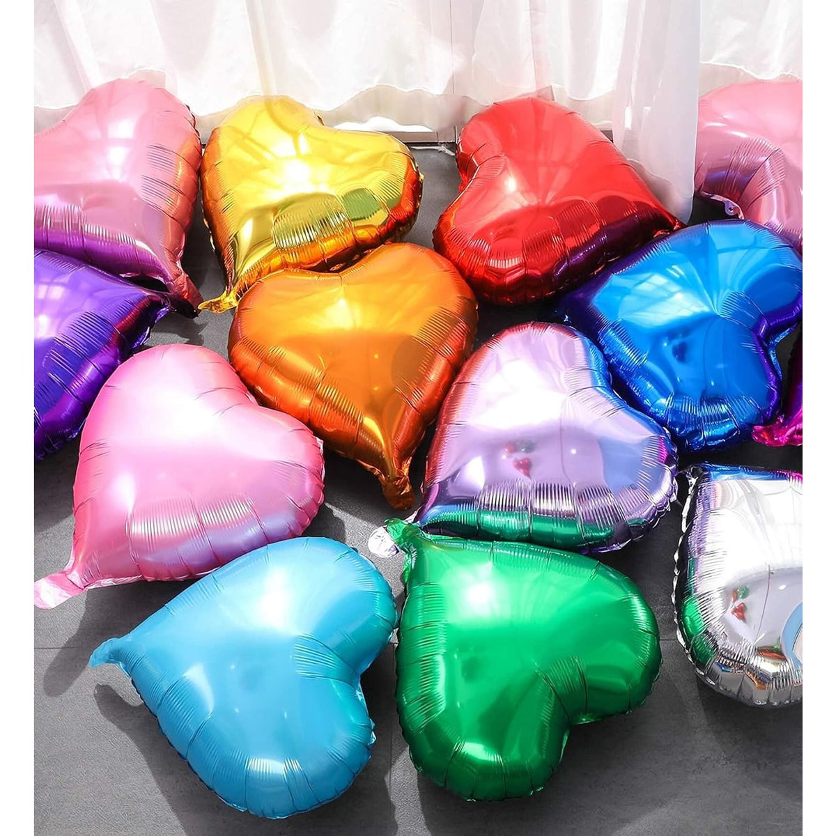 Balon din Folie Metalizata Inima, Figurina Tematica Iubire, Compatibil Aer sau Heliu, Include Pai Umflare, 40 cm, Verde