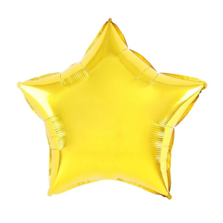 Balon din Folie Metalizata, Figurina Stea, Umflare Aer sau Heliu, Set cu Pai Inclus, Model Aniversare, Auriu, 40 cm