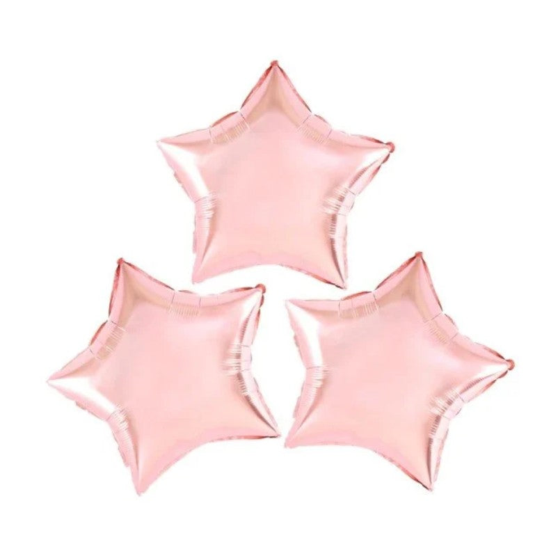 Balon din Folie Metalizata, Figurina Stea pentru Aniversare, Compatibil Aer sau Heliu, Material Aluminiu, Pai Inclus, 40 cm, Rose Gold