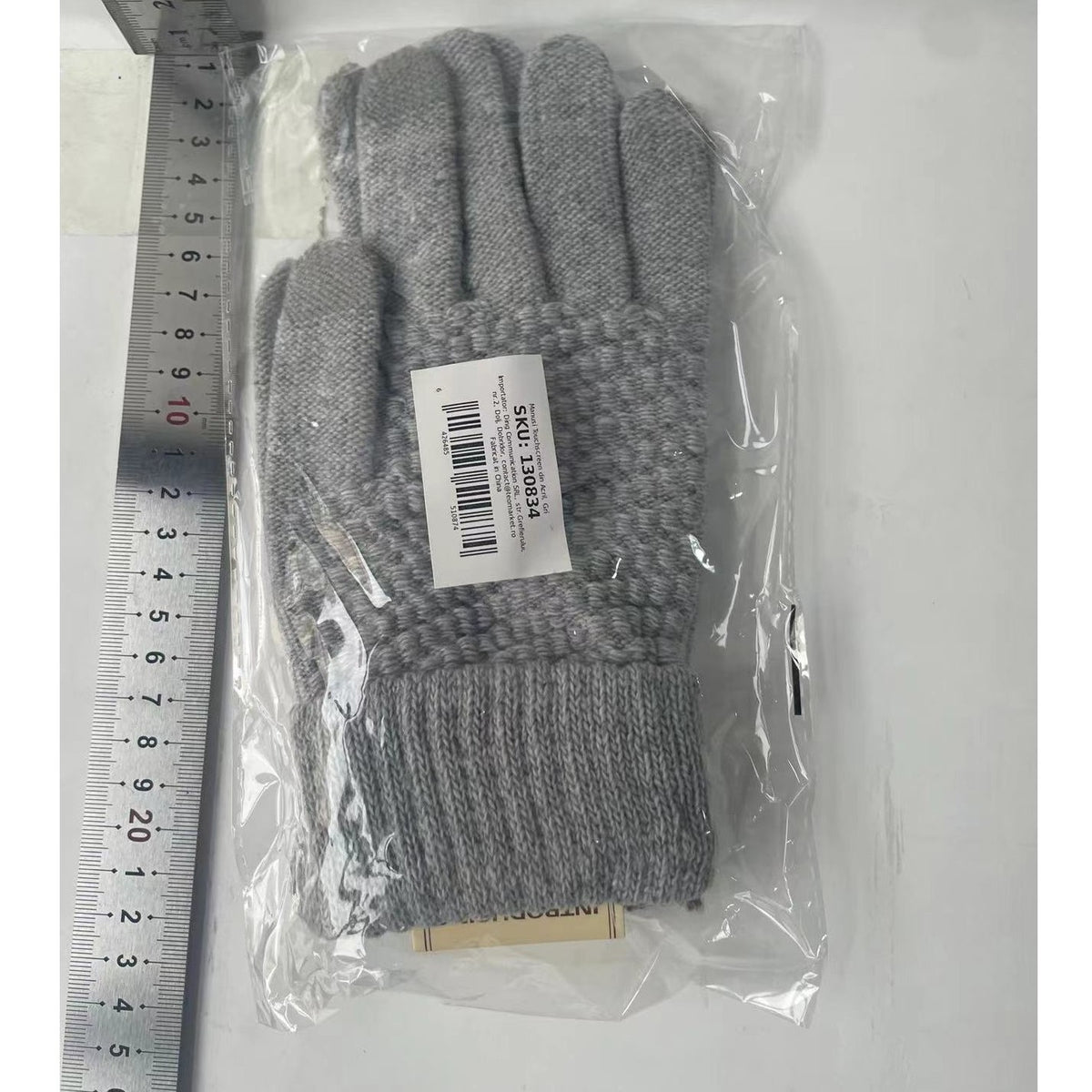 Manusi de Dama pentru Ecran Tactil, Functie Touchscreen si Interior Catifelat, Acril Tricotat, Manseta Elastica, Marime Universala, Gri