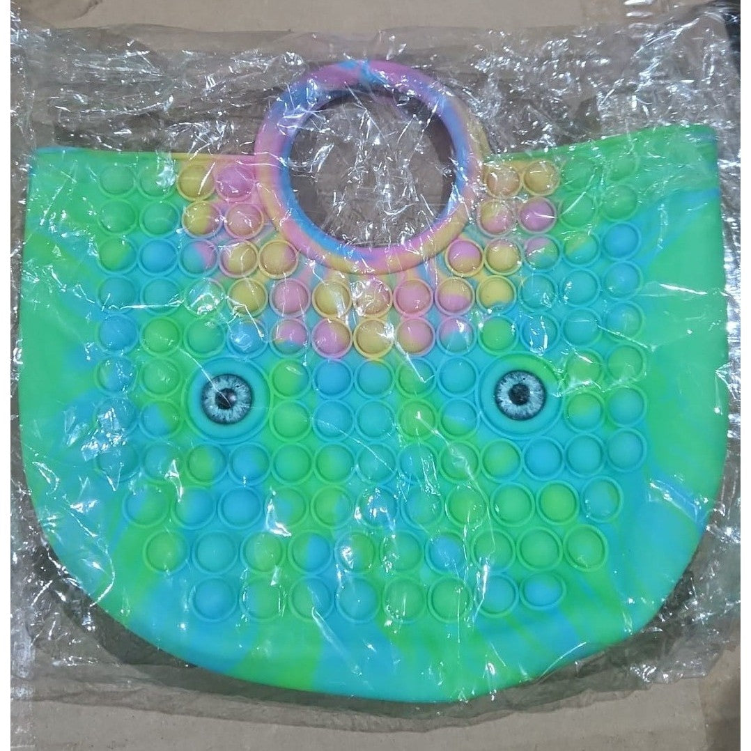 Jucarie Antistres Pop It Now And Flip It, Model Geanta, Silicon, 28 cm, Multicolor