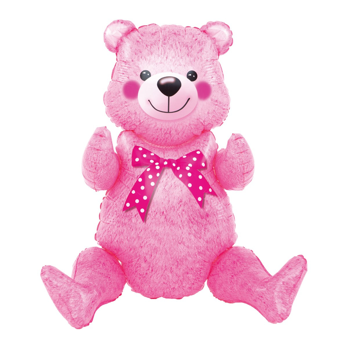 Balon din Folie Metalizata, Figurina Ursulet Asezat, Tematica Baby Shower si Aniversare, Umflare cu Aer sau Heliu, Roz, 44x82.5 cm