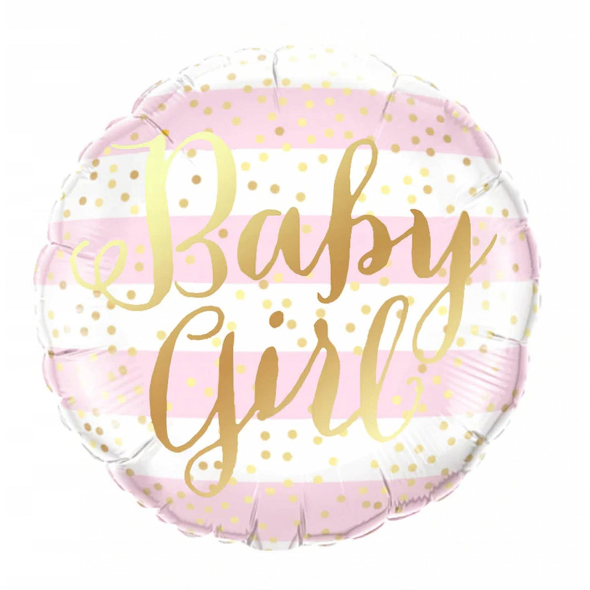 Balon din Folie Metalizata, Model Baby Girl, Figurina Rotunda pentru Gender Reveal si Botez, Compatibil Aer sau Heliu, Roz, 45 cm