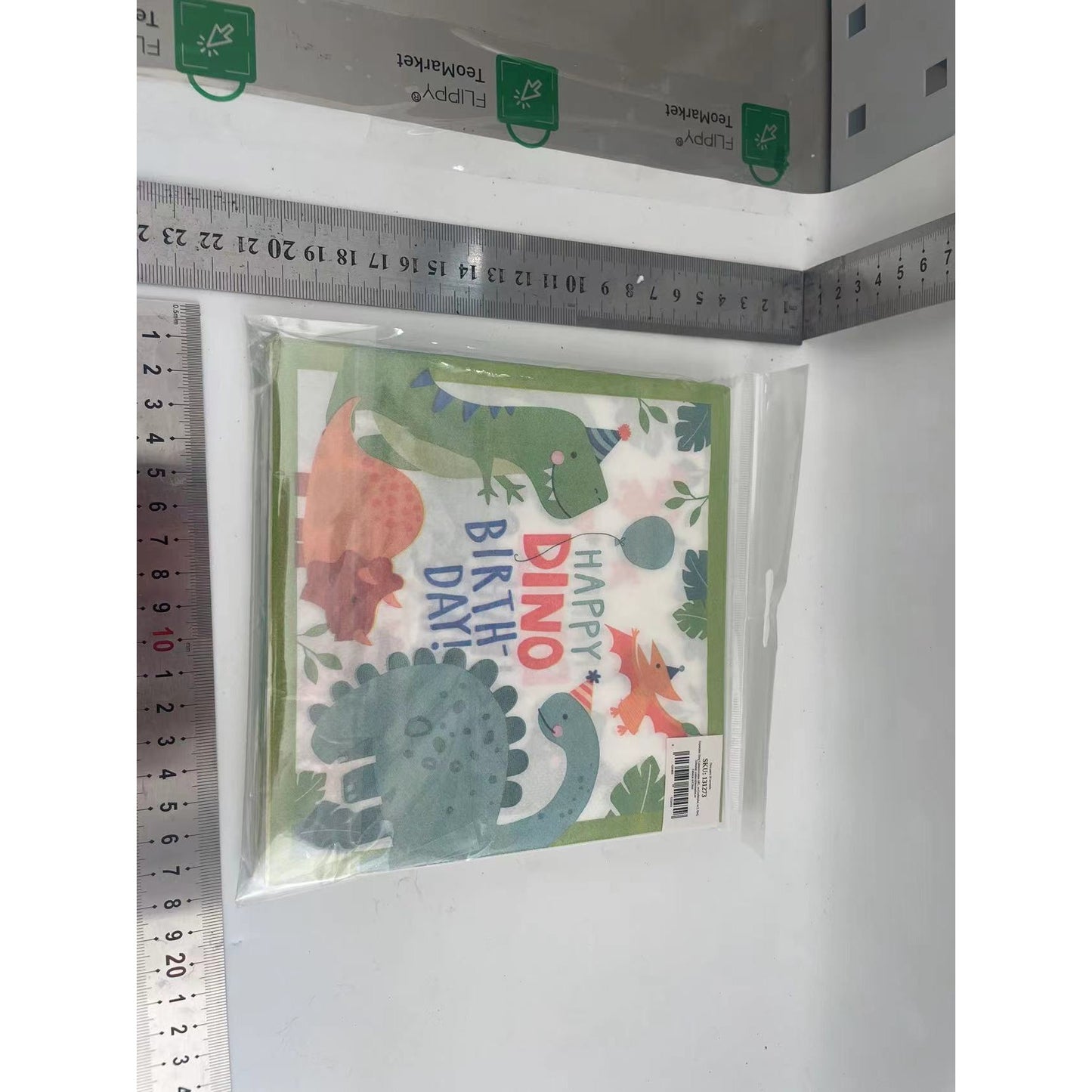 Servetele de Masa Happy Birthday, Model Dinozauri Dino Party, Tematica Aniversare Copii, Hartie Absorbanta, 33x33 cm, Verde, Set 20 Bucati