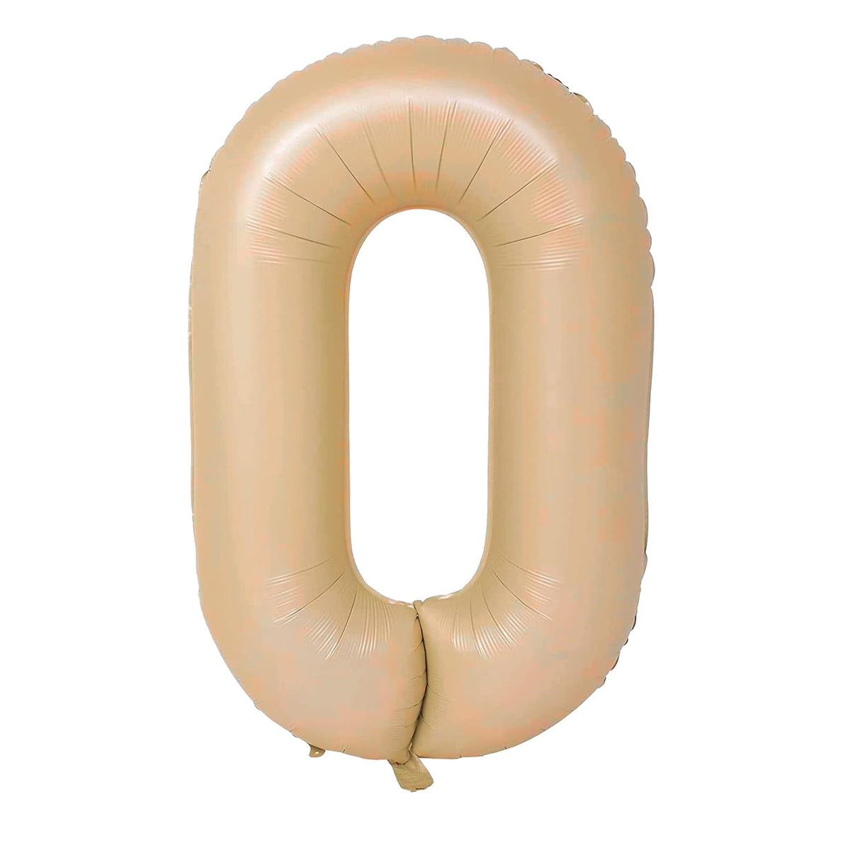 Balon Aniversar Cifra 0, Folie Metalizata, Umflare Aer sau Heliu, Include Pai, 100 cm, Crem