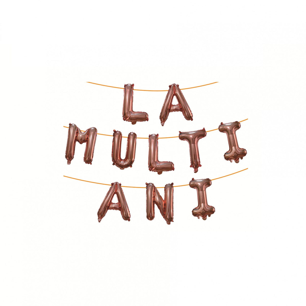 Set 10 Baloane Litere La Multi Ani, Figurine Din Folie Metalizata Pentru Aniversare, Umflare Aer Sau Heliu, Pai Inclus, 40 cm, Bej