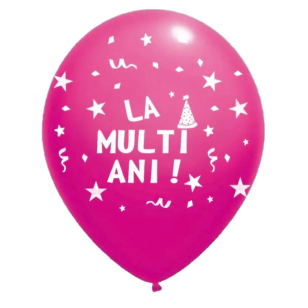 Set 10 Baloane din Latex La Multi Ani, Model Party, Compatibile Aer sau Heliu, Material Biodegradabil, 23 cm, Roz, 2.2 g