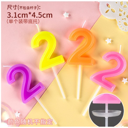Lumânare Aniversară pentru Tort, Cifră 2, Design Elegant, Înălțime 7 cm, Culoare Aleatorie