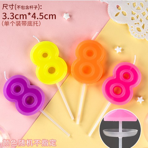 Lumânare Aniversară pentru Tort, Cifră 8, Design Colorat, Ceară, Înălțime 7 cm, Culoare Aleatorie