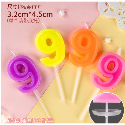 Lumânare Aniversară pentru Tort, Cifră 9, Design cu Sclipici, Material Ceară, 1 Bucată, Culori Mixte Atractive