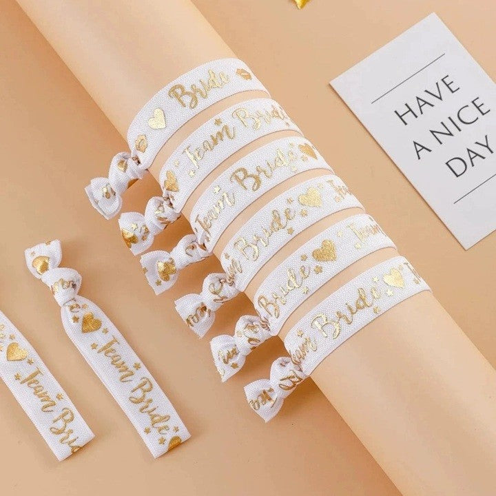 Set 11 Brătări pentru Petrecerea Burlăcițelor, Accesorii Textile Elastice, Mărime Universală, 1 Alb și 10 Roz