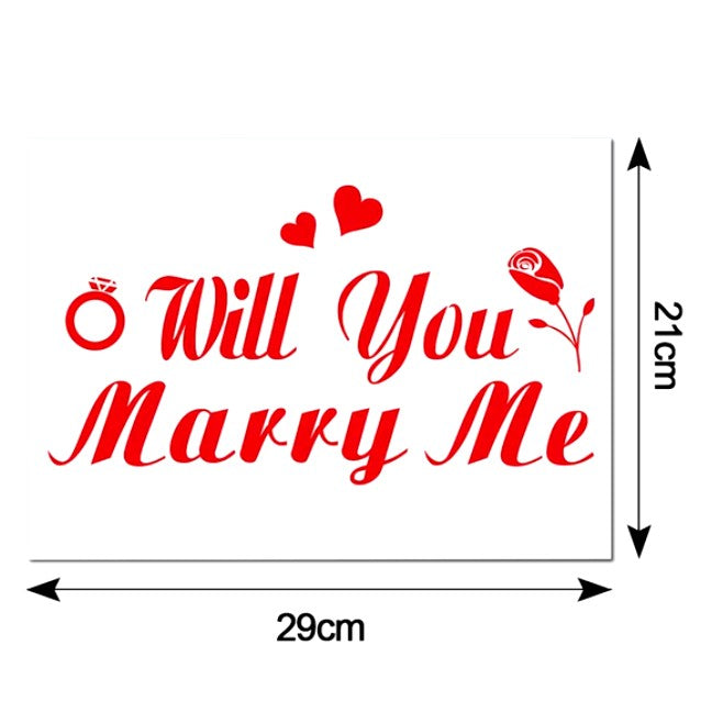 Sticker Autocolant Cerere In Casatorie, Mesaj Will You Marry Me, Decoratiuni Tematica Nunta si Logodna, Material Rezistent, 21x29 cm, Rosu