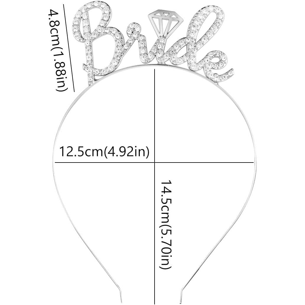 Coronita Mireasa Model Bride, Tiara Eleganta cu Cristale, Accesoriu Par Nunta si Petrecerea Burlacitelor, Marime Universala, 12.5 x 14.5 cm, Alb