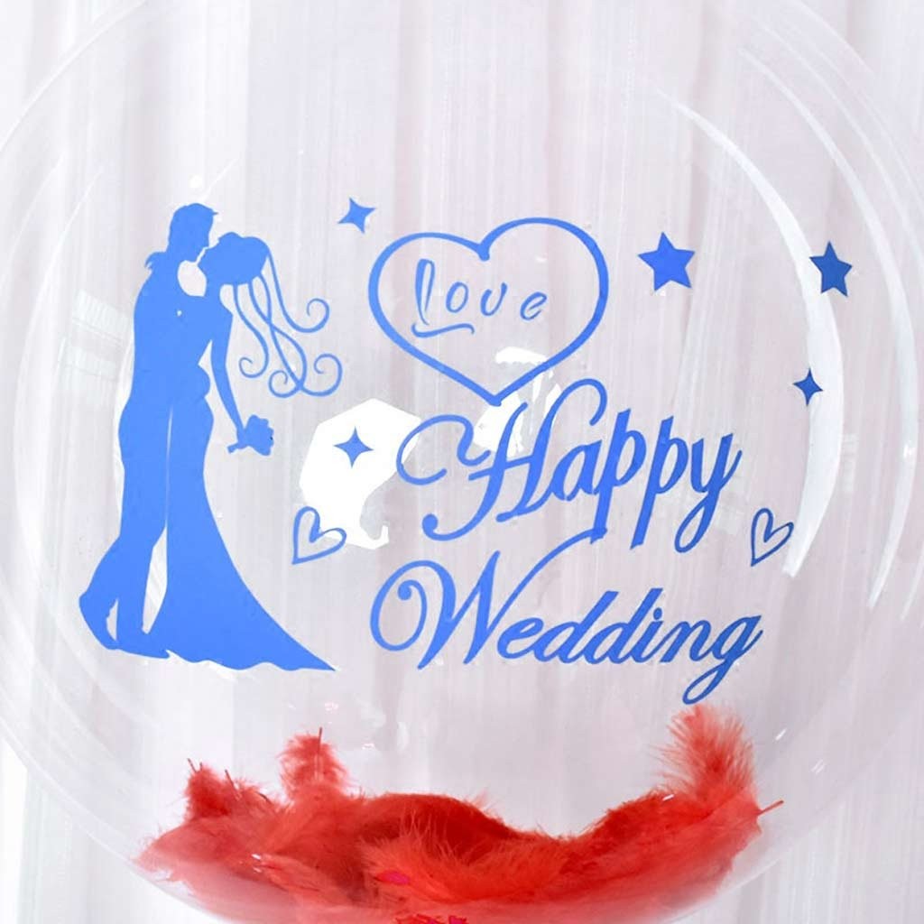 Sticker Autocolant Decorativ Nunta, Model Mesaj Happy Wedding, Material Rezistent, 21x29 cm, Albastru