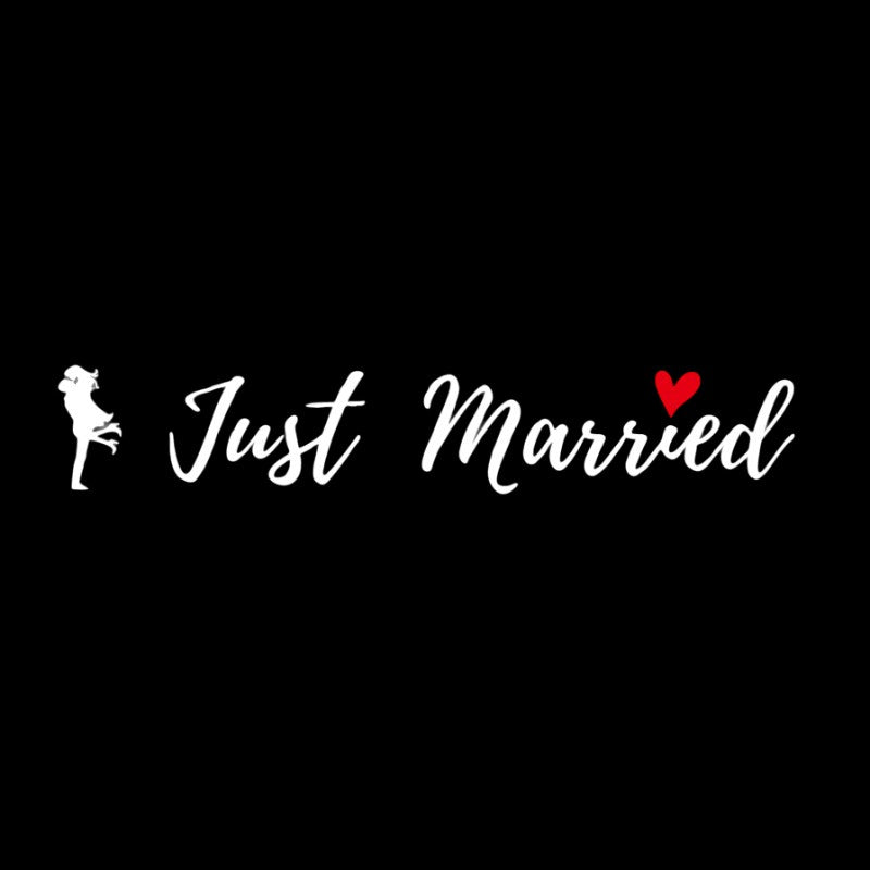 Sticker Autocolant pentru Mașină, Tematică Nuntă Just Married cu Model Îndrăgostiți, Vinil Rezistent la Apă și UV, 50x11.5 cm, Alb