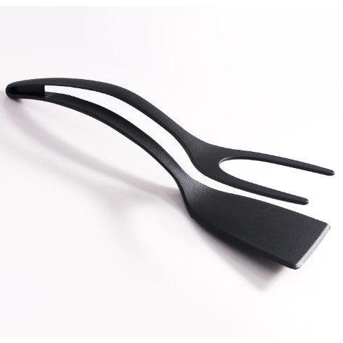 Spatula Multifunctionala Tip Cleste Pentru Gatit, Silicon Si Polipropilena Rezistenta, Pentru Carne Si Paine, 31 x 8.5 cm, Negru