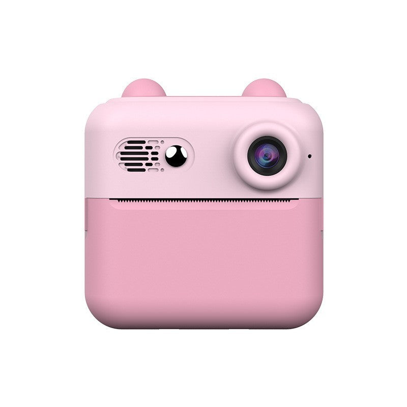 Camera Foto Instantanee pentru Copii, Functie Imprimare Termica, Bluetooth App, Video 720p, Dual Lens 24MP, Ecran 2.4 Inch HD, Design Iepuras cu Urechi, ABS, Roz