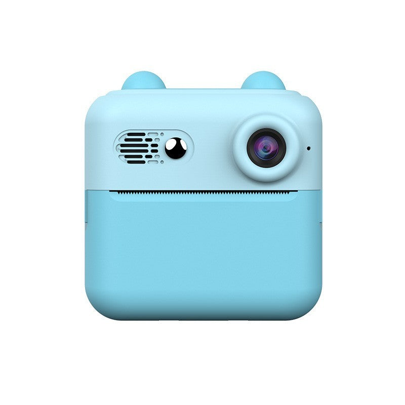 Camera Instantanee Copii cu Imprimare Termica, Foto 24MP si Video HD 720p, Conexiune Bluetooth iOS si Android, Ecran 2.4 Inch, Acumulator 1200 mAh, Slot Card 32GB, Model Iepuras, Albastru