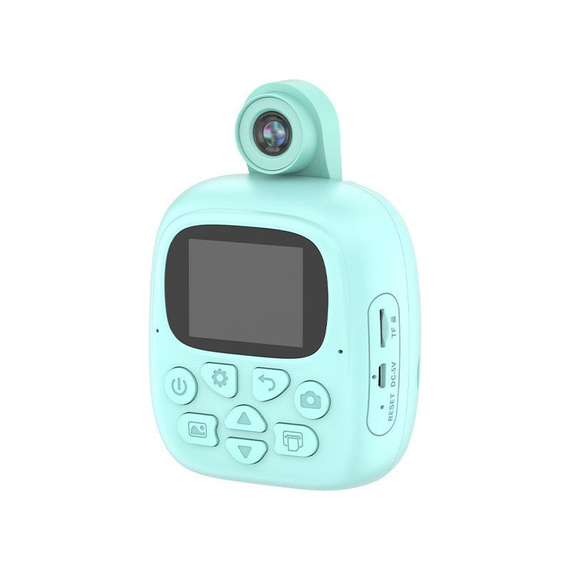 Camera Foto Instantanee Pentru Copii, Functie Printare Termica si Selfie, Camere Duale 24MP, Video 1080P, Conexiune Bluetooth, Ecran 2.0 Inch, Model Dino, Albastru