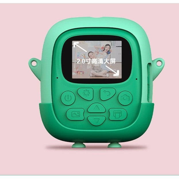 Cameră Instantanee Foto pentru Copii, Imprimare Termică, Rezoluție 24 MP, Video HD 1080p, Ecran 2.4 Inch, Bluetooth, Conector USB-C, Acumulator 1200 mAh, Material ABS, Model Iepuraș, Verde