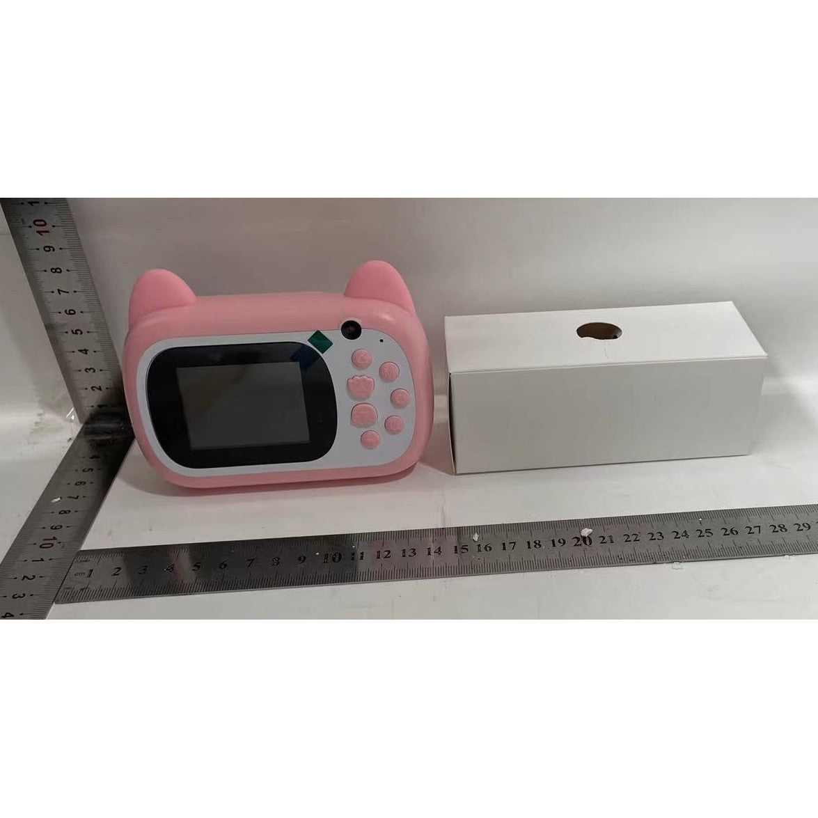 Camera Instantanee pentru Copii, Foto si Video Full HD 1080P, Selfie, Functie Imprimare Termica, Bluetooth, Compatibil iOS si Android, Control APP, Model Pisica Smiley Face, ABS si Silicon, Roz