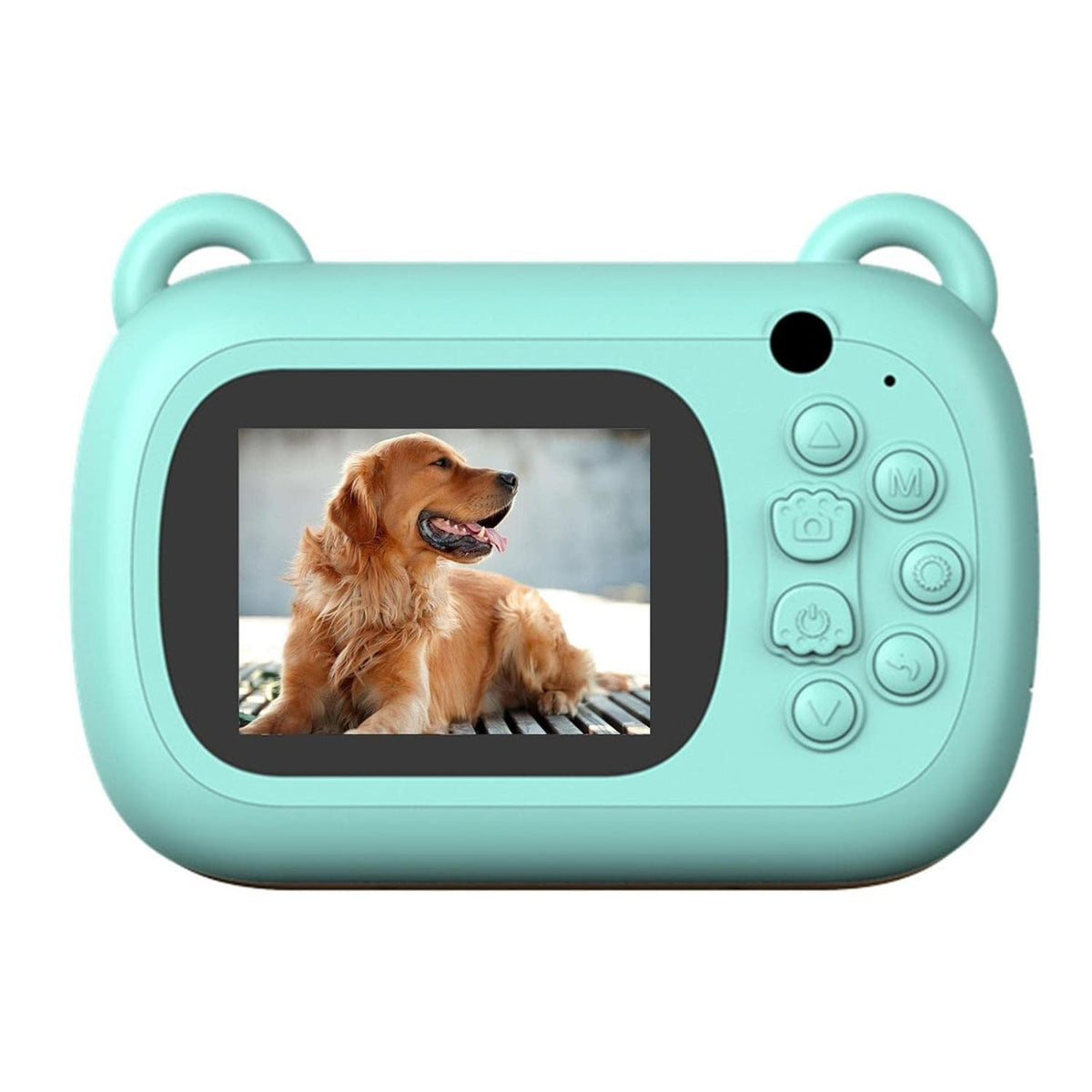 Camera Instantanee pentru Copii, Imprimare Termica si Selfie, Full HD 1080p, Bluetooth si Aplicatie Mobila, Tehnologie AI, ABS si Silicon, Model Dino Love, Albastru