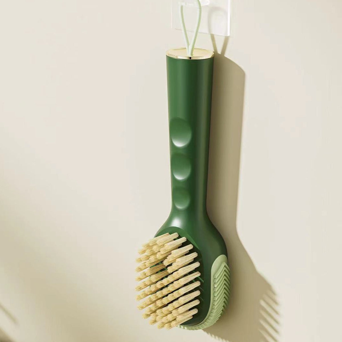 Perie Multifunctionala pentru Curatare Incaltaminte si Haine, Dispenser pentru Detergent Lichid, Peri Moi din Nylon, 22x6x4 cm, Verde