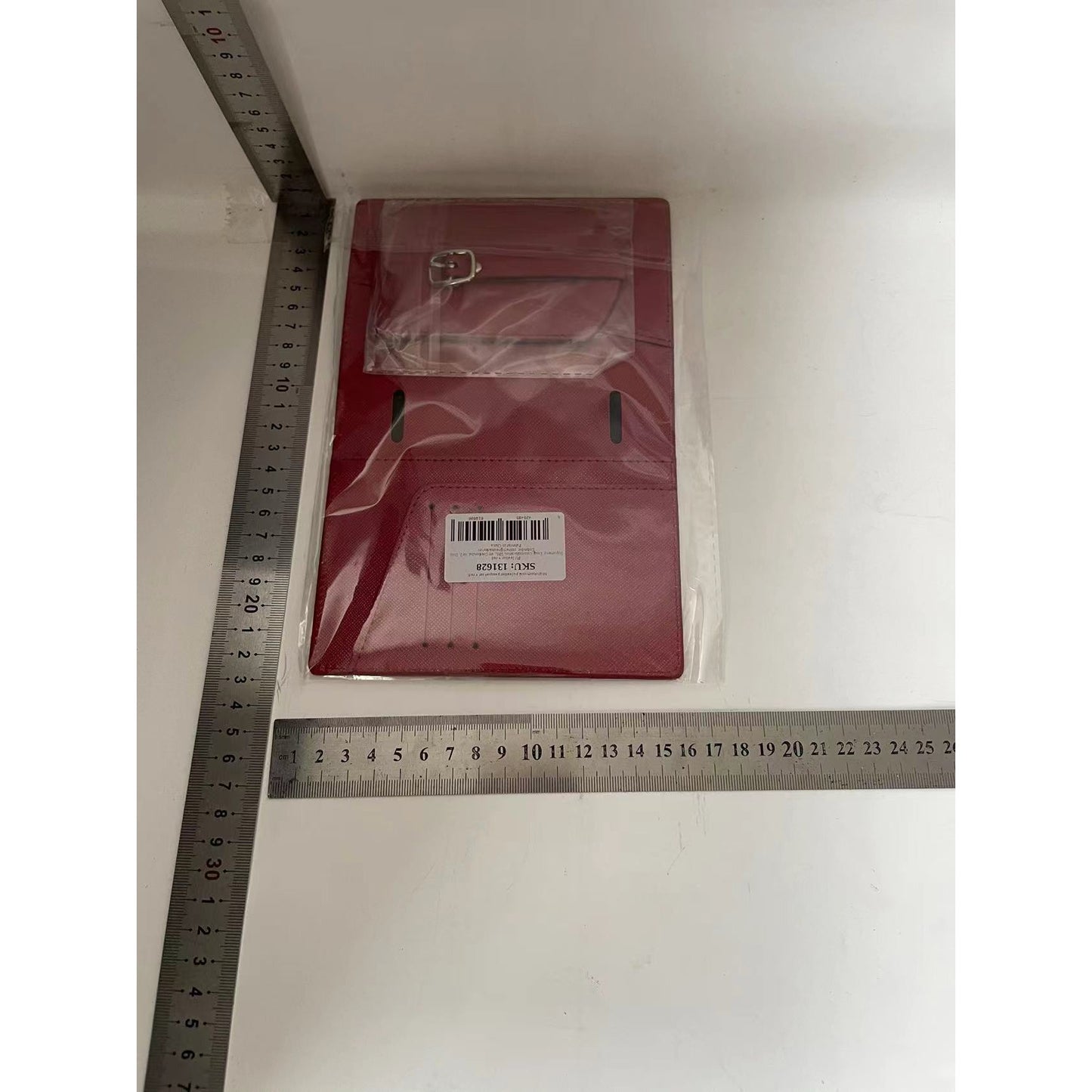 Portofel Multifunctional pentru Pasaport si Carduri, Organizator Documente Calatorie, Piele PU, Suport Pix si Eticheta, Unisex, Rosu, 23x16 cm