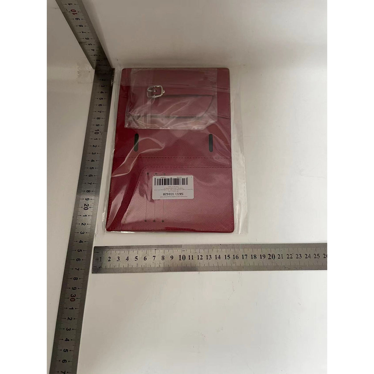 Portofel Multifunctional pentru Pasaport si Carduri, Organizator Documente Calatorie, Piele PU, Suport Pix si Eticheta, Unisex, Rosu, 23x16 cm