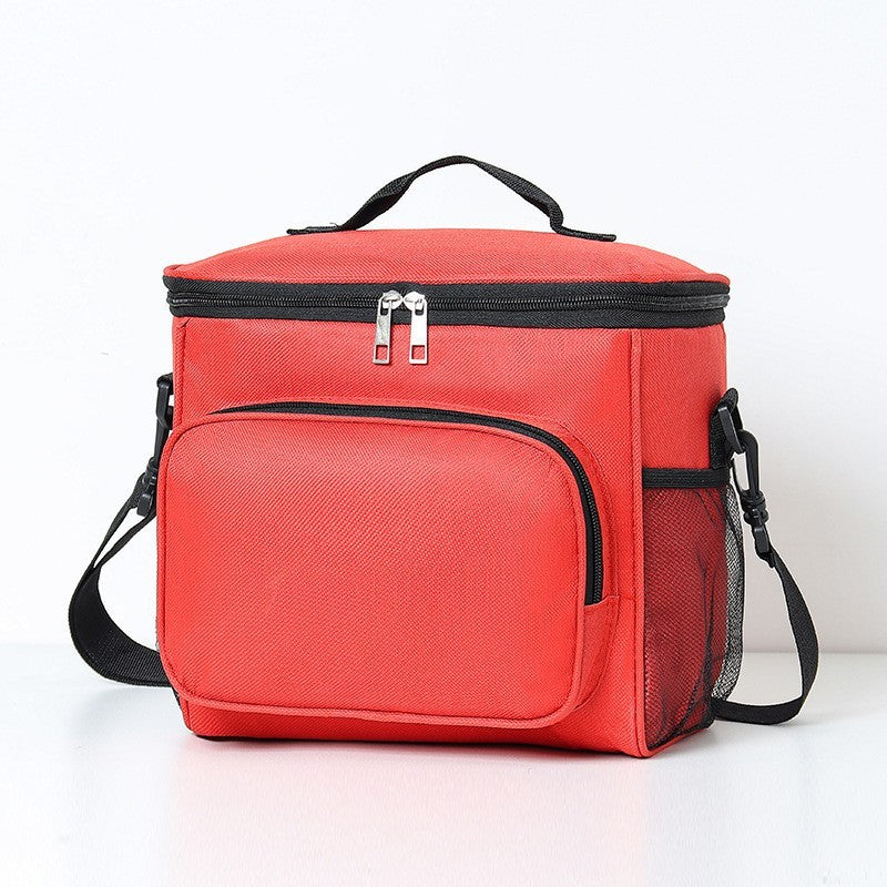 Geanta pentru Pranz Termoizolanta, Compartimentata si Impermeabila, Geanta Messenger cu 2 Tipuri de Manere pentru Birou sau Picnic, Material Textil, 26x24x17 cm, Rosu