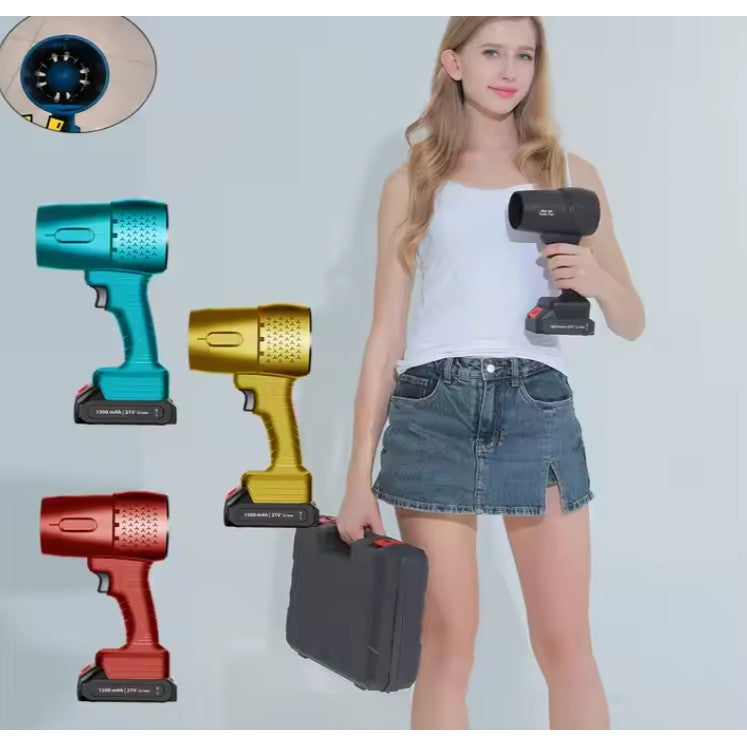 Suflanta de Aer Multifunctionala Portabila, Motor 25000 RPM, pentru Gratar, Auto si Gradina, Design Compact Ergonomic, 21V, include 2 Acumulatori 1500 mAh si Incarcator, Rosu
