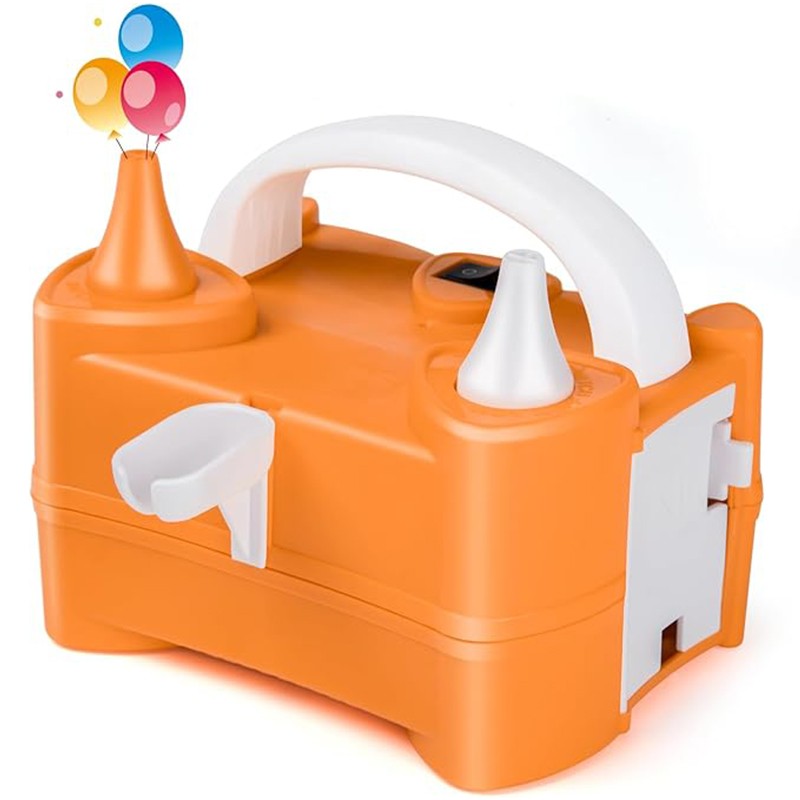 Pompa Electrica de Umflat Baloane, Doua Iesiri de Aer, Putere 400W, Portabila pentru Accesorii Petreceri, Alimentare 220V, Portocaliu