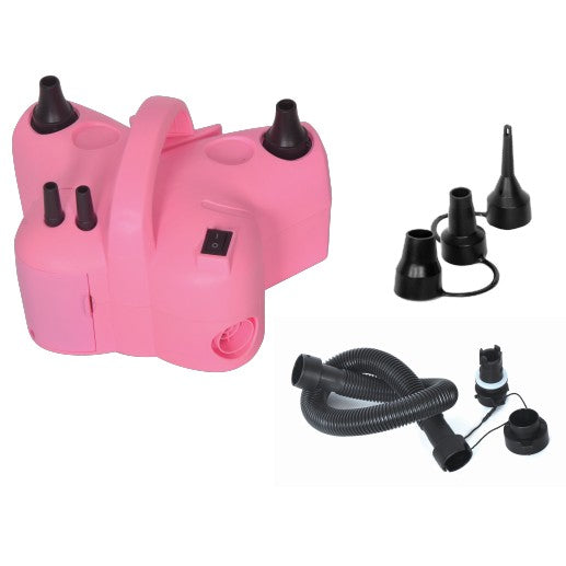 Pompa Electrica de Umflat Baloane, Doua Iesiri de Aer, Putere 600W, Accesorii Petrecere Incluse, Alimentare 220V, Roz