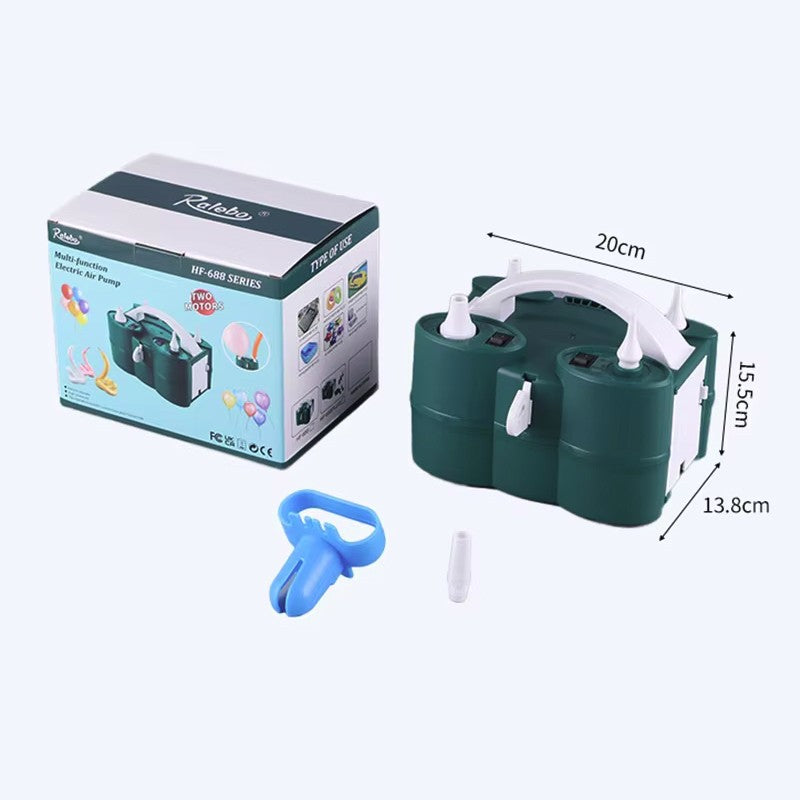 Pompă Electrică de Umflat Baloane, Două Duze de Umflare Rapidă, Putere 600W, Tensiune 220V, Accesorii Petreceri, Verde/Roz
