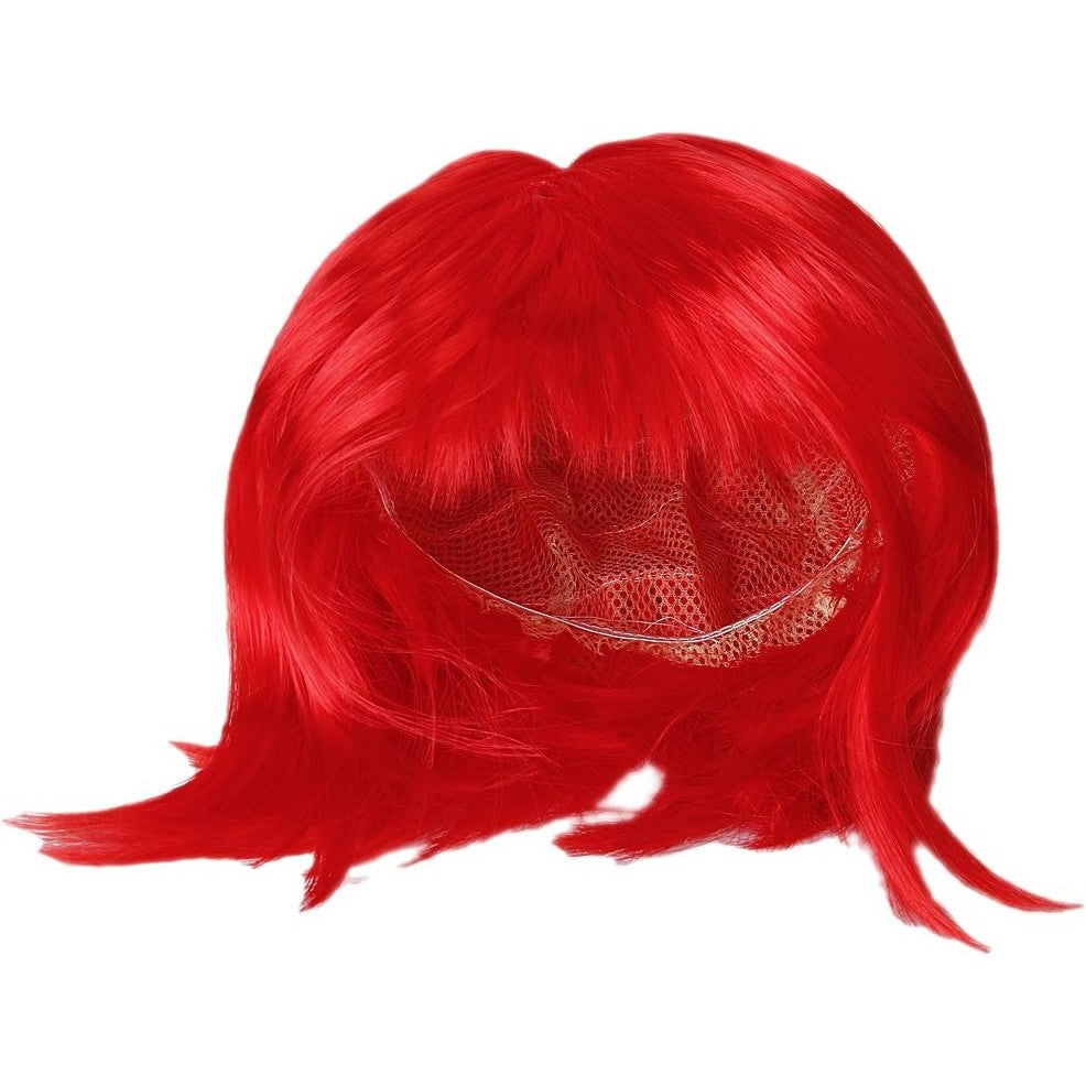 Peruca Cosplay Bob cu Breton, Accesoriu Petreceri Tematice si Halloween, Material Sintetic PET, Marime Universala, Rosu, 100 g