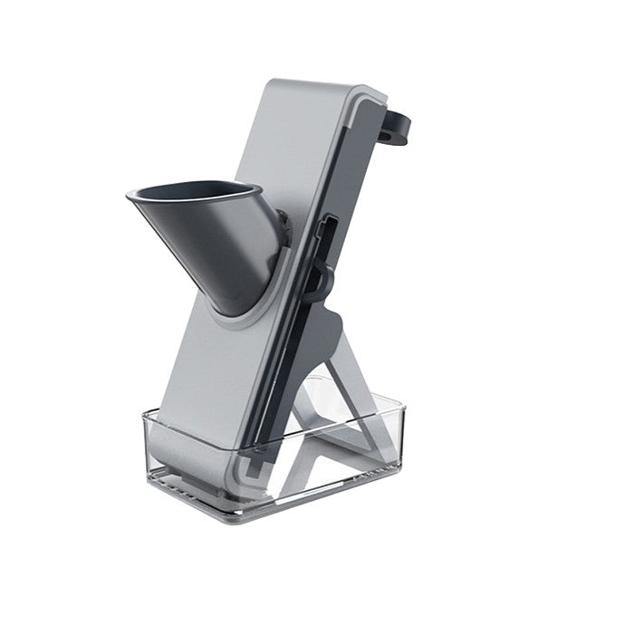 Feliator Legume Multifunctional, Razatoare pentru Bucatarie si Taietor Cartofi, Design Pliabil cu Presa Manuala, Material PP si PET, 23.5x9.5x5.5 cm, Gri