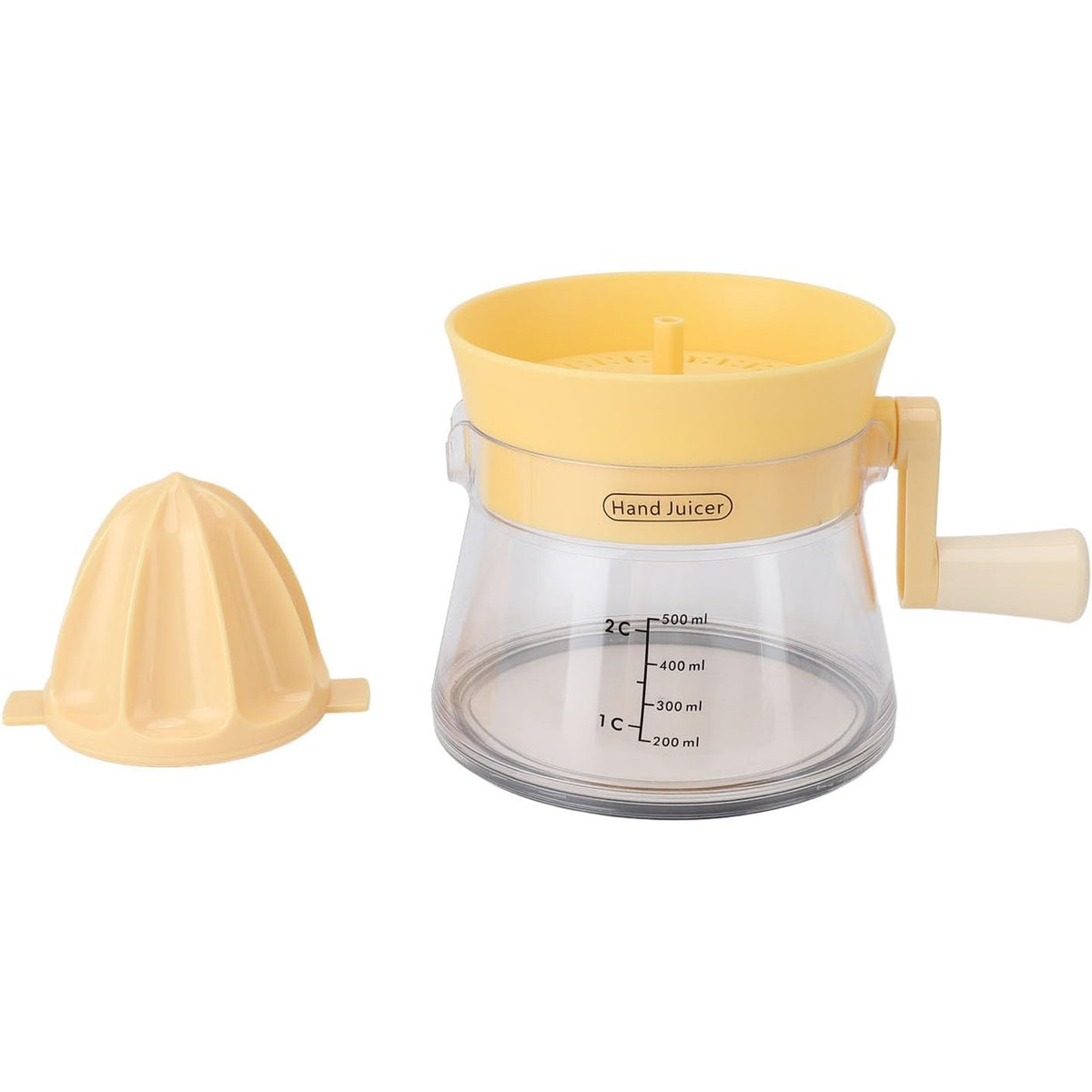 Storcător de Citrice Manual, Design Ergonomic cu Mâner, Recipient Gradat pentru Suc, Plastic Rezistent, 16.5x13 cm, Transparent/Galben