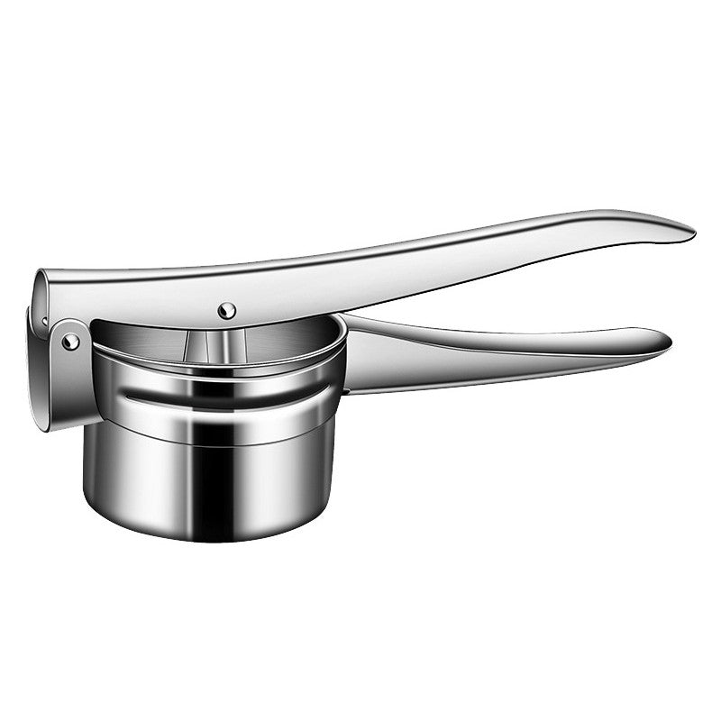 Presa Storcator Manual pentru Fructe si Legume, Zdrobitor de Cartofi cu Maner Ergonomic, Otel Inoxidabil, 3 Discuri Interschimbabile, 26.5 x 9.8 x 9.5 cm, Argintiu